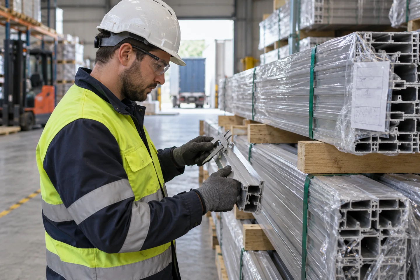 Kontrola oznaczeń i wymiarów partii aluminium przy odbiorze