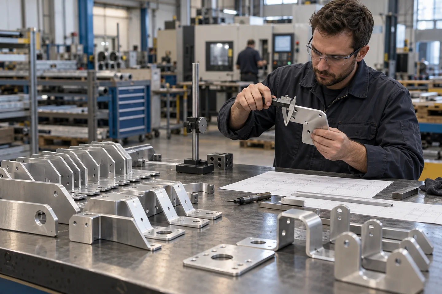 Pierwsza seria detali aluminiowych kontrolowana po obróbce