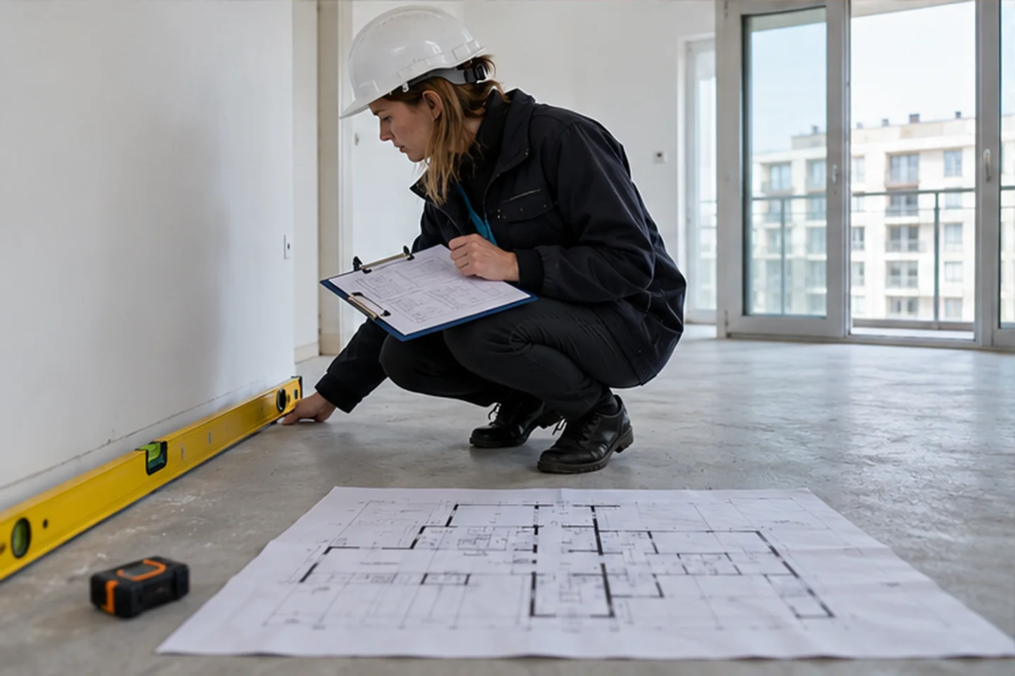 Odbiór nowego mieszkania z planem lokalu i listą usterek