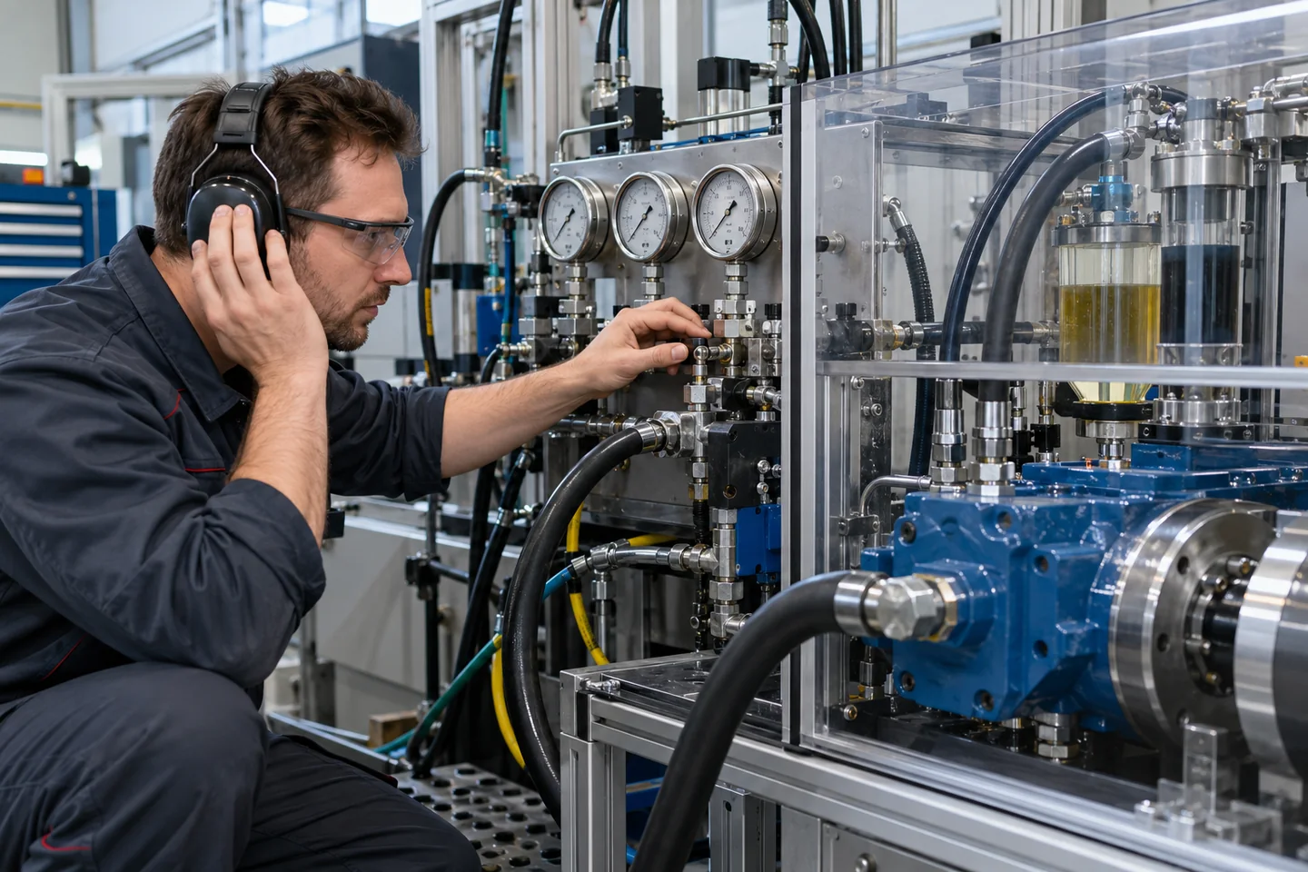 Kontrola przewodu ssawnego zbiornika i filtra układu hydraulicznego