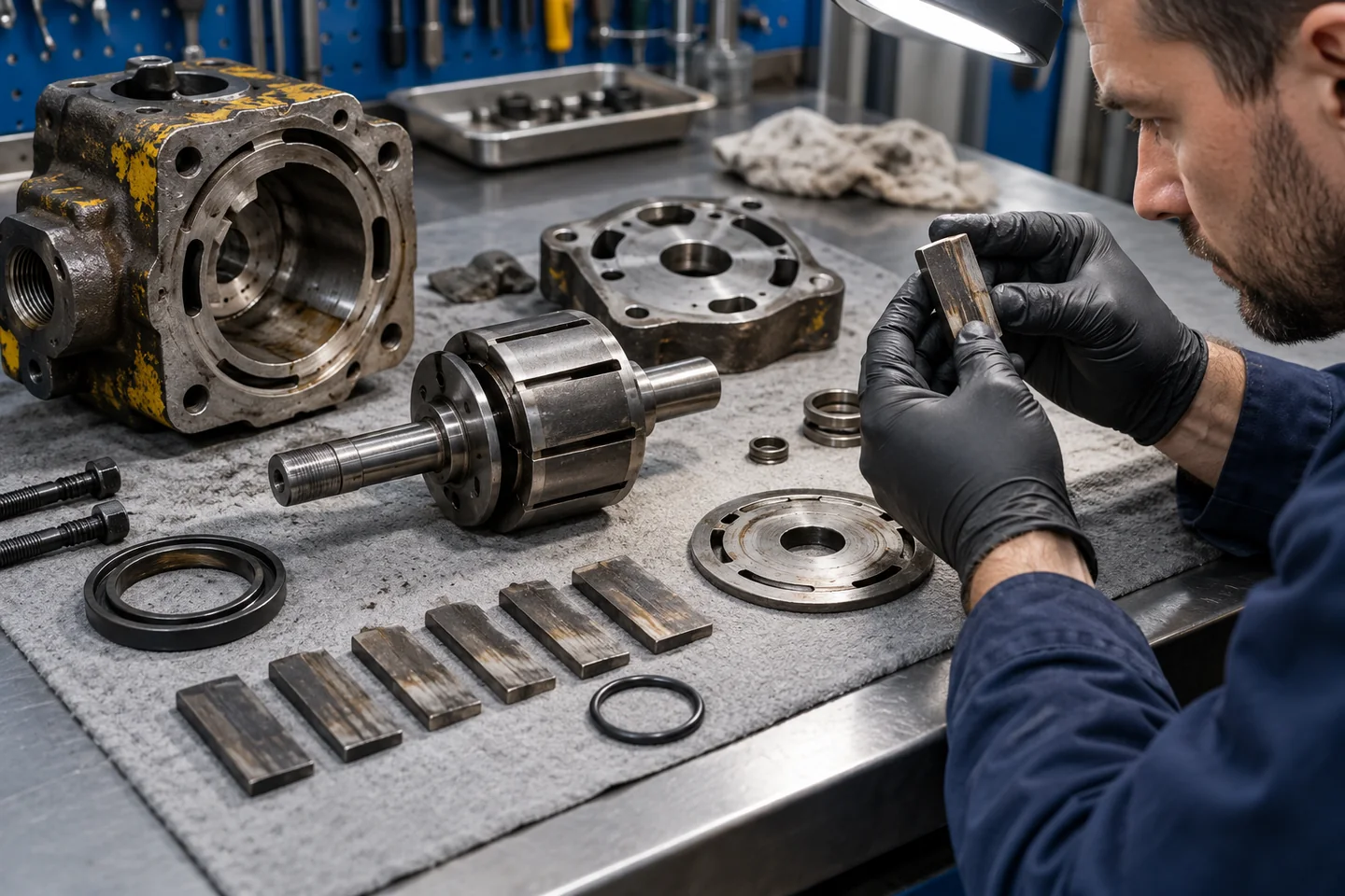 Technik porównujący pomiary ciśnienia przepływu i temperatury pompy